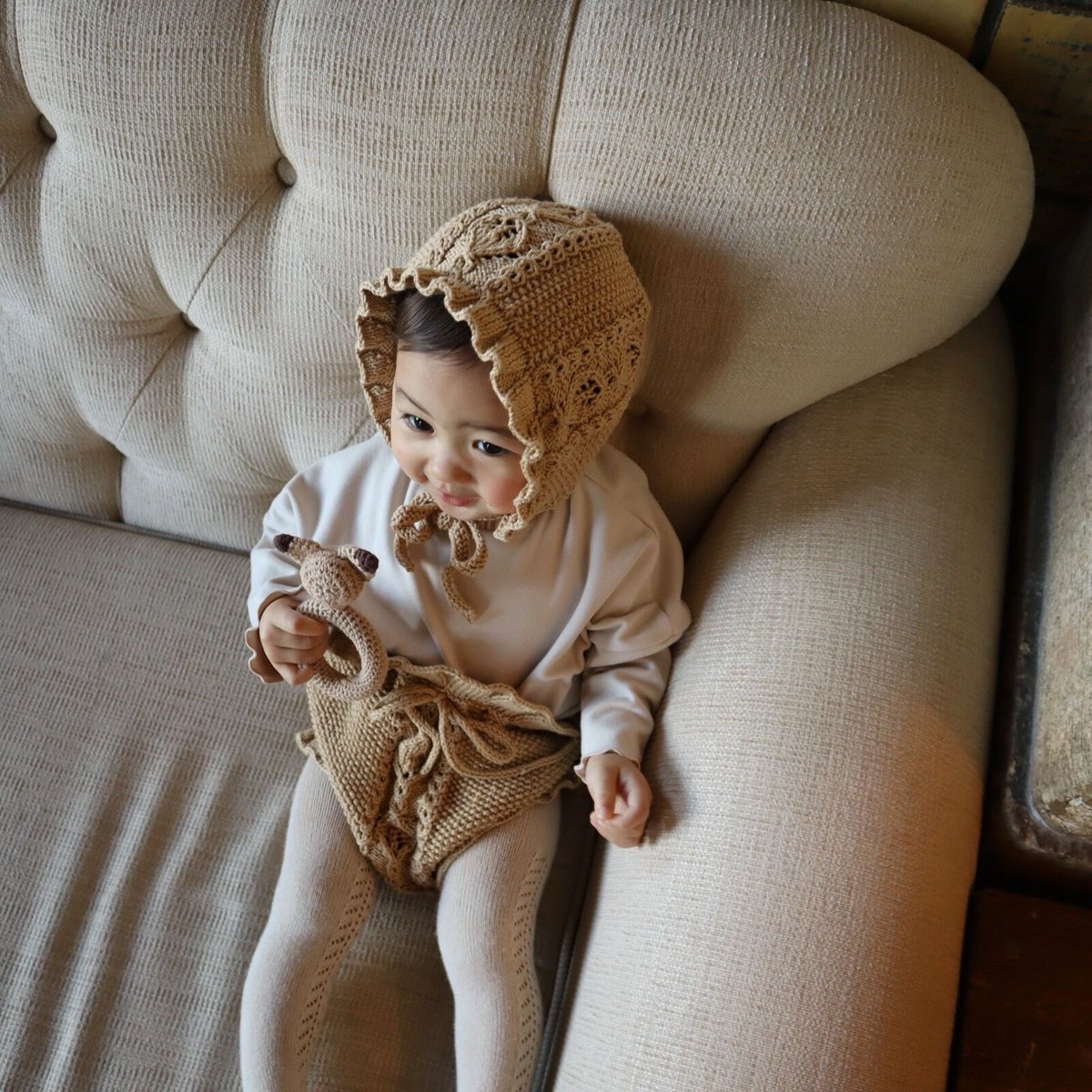 babytoly】rococo bonnet/ honey | lana