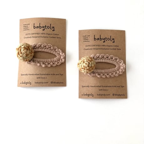 【babytoly 】 crochet mini clips circles/caramel × birch