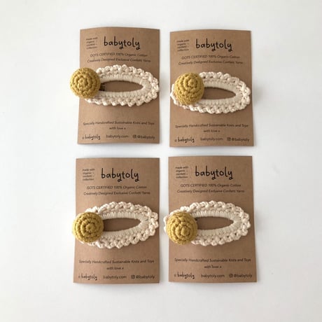 【babytoly 】 crochet mini clips circles/mustard × natural