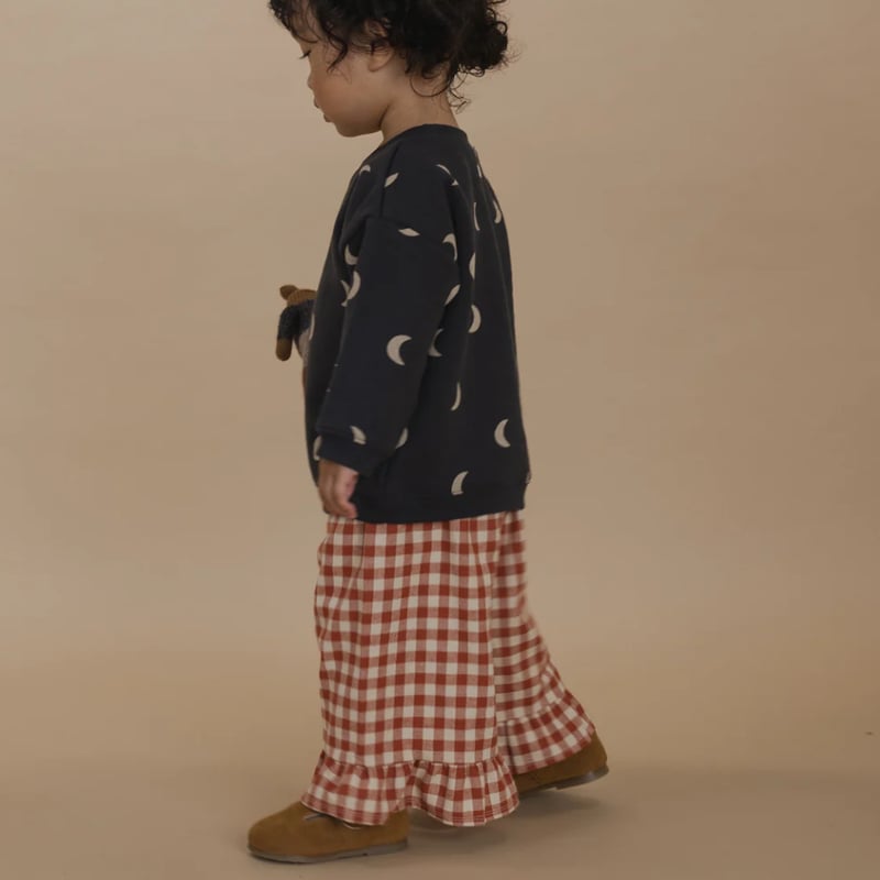 ボトムス organic zoo Gingham Frill Culottes organic zoo】Blueberry Gingham Frill Culottes |