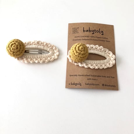 【babytoly 】 crochet mini clips circles/mustard × natural