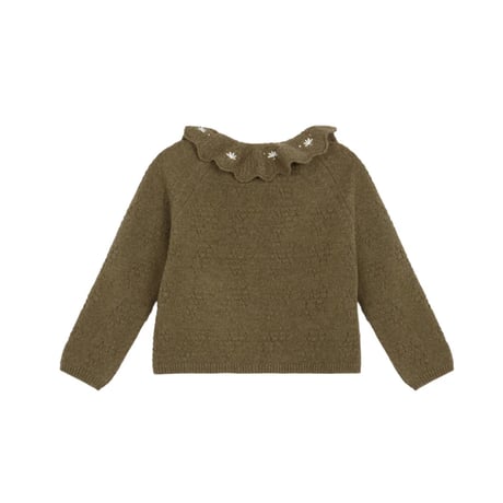 【birinit】Green knit embroidered cardigan baby