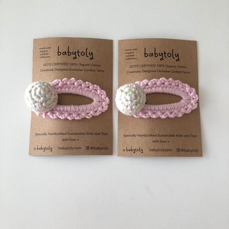 【babytoly 】 crochet mini clips circles/pastel rainbow × pastelpink