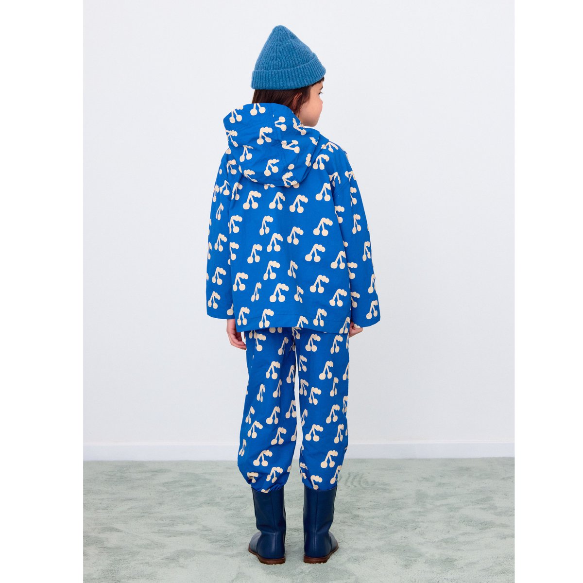 TINY COTTONS 3Y ダウン TINYCOTTONS】CHERRIES WOVEN JACKET *dark blue*