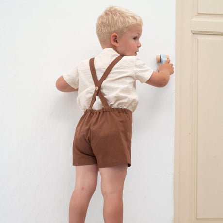 【Popelin】Terracotta panelled dungarees