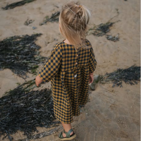 【organic zoo】Blueberry Gingham Gather Dress