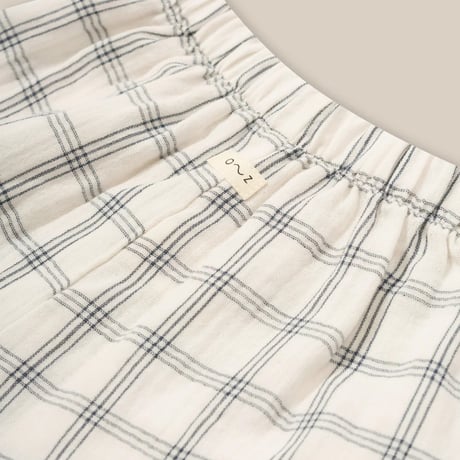 【organic zoo】Navy Window Check Wide Leg Pants