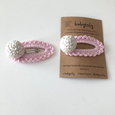 【babytoly 】 crochet mini clips circles/pastel rainbow × pastelpink