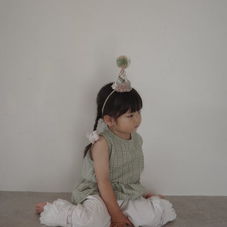 【kruhitkalove】Patchwork Flowers Cotton Party Hat / Green