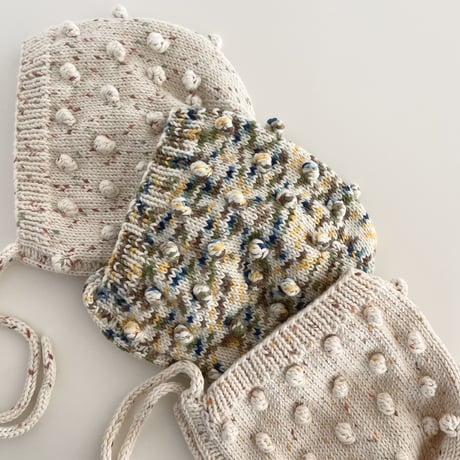 【babytoly】 popcorn bonnet /Confetti yarn