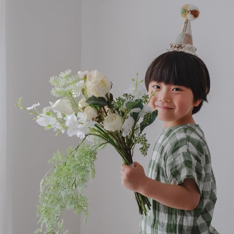 【kruhitkalove】Patchwork Flowers Cotton Party Hat / Green