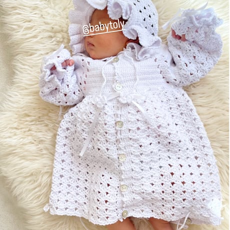 【babytoly×lana 】 CROCHET CEREMONY DRESS&bonnet set