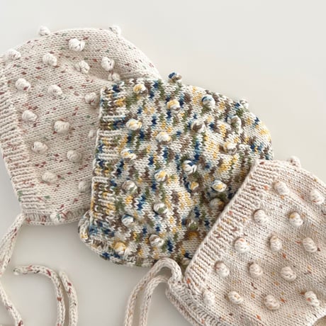 【babytoly】 popcorn bonnet /Confetti yarn
