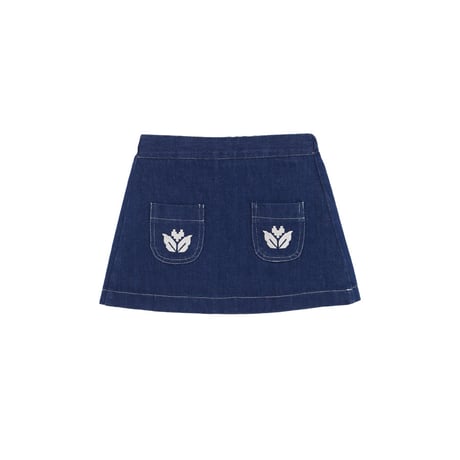【birinit】Denim embroidered mini skirt baby
