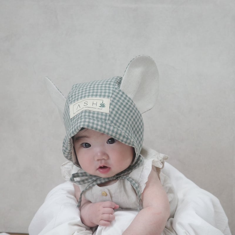 ASH GENERATION】basilgingham mouse bonnet | lana