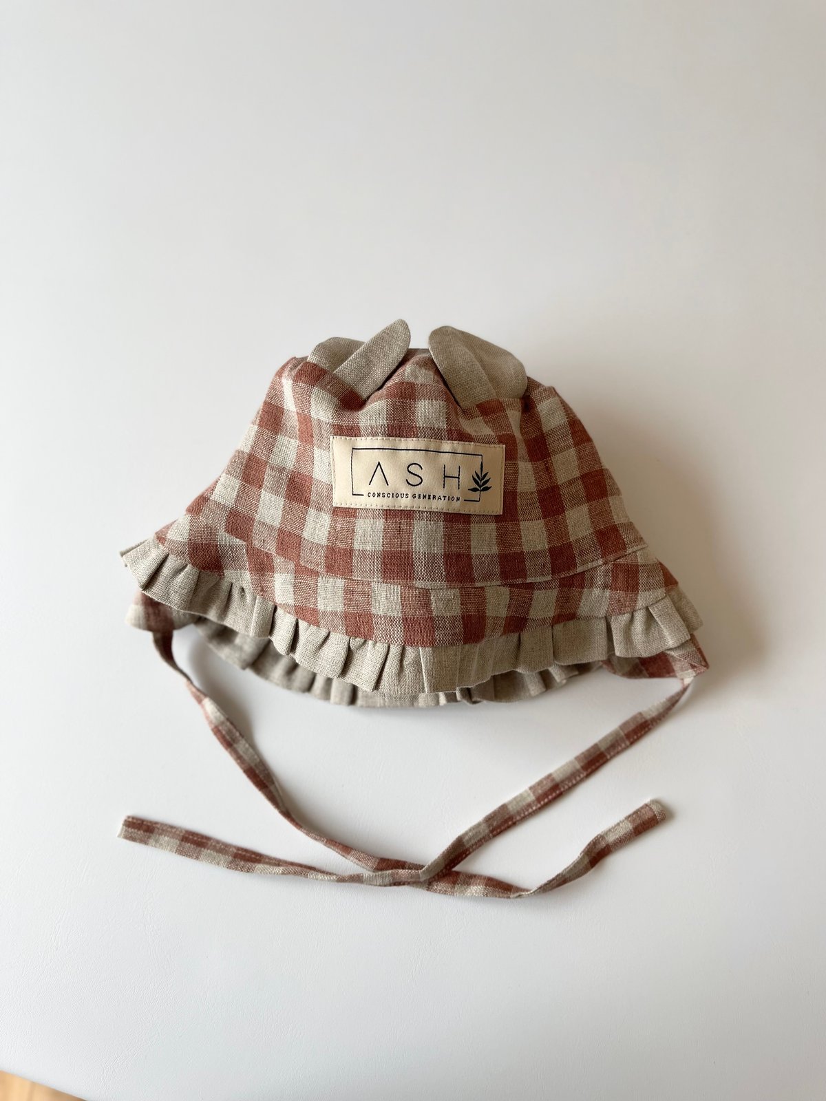 【ASH GENERATION】mochagingham bear hat（mixed）