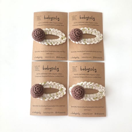 【babytoly 】 crochet mini clips circles/walnut × thyme