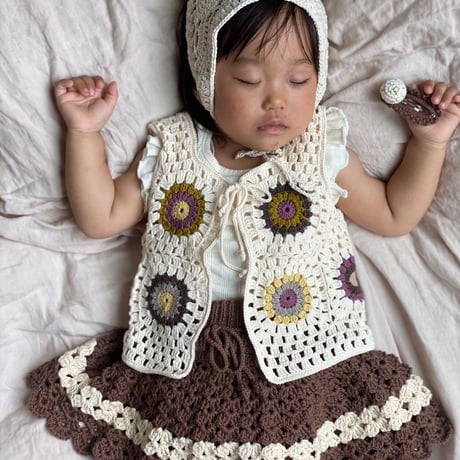 予約【babytoly】Marla Crochet Patchwork Vest /design 1