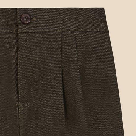 【birinit】Kaki denim pleated trousers / Pantalon pinzas denim Kaki