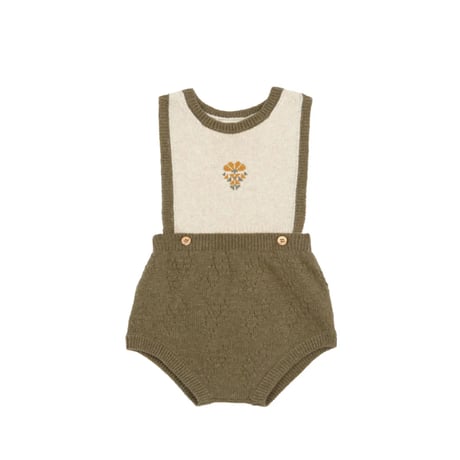 【birinit】Green knit embroidered romper baby