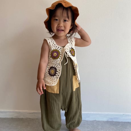 予約【babytoly】Marla Crochet Patchwork Vest /design 1