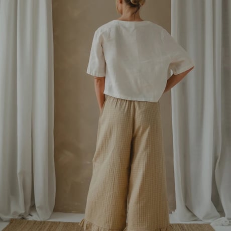 【organic zoo】Women's Grid Wheat Check Frill Culottes