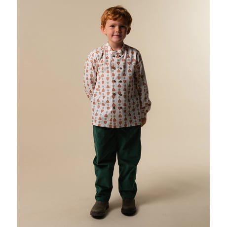 【birinit】Green Antique velvet pleated pants kids