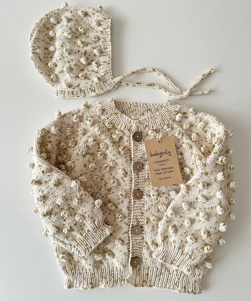 ラスト1【babytoly 】 popcorn cardigan/confetti Thyme...