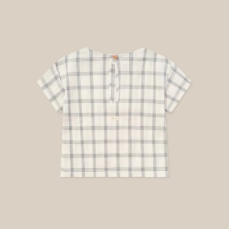 【organic zoo】Navy Window Check Boxy T-Shirt