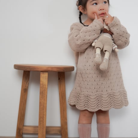 【babytoly】Artemis knit dress long sleeve / salmon pink