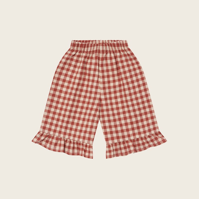 organiczoo Chestnut Gingham Frill フリルパンツ organiczoo Chestnut Gingham Frill フリルパンツ organic zoo