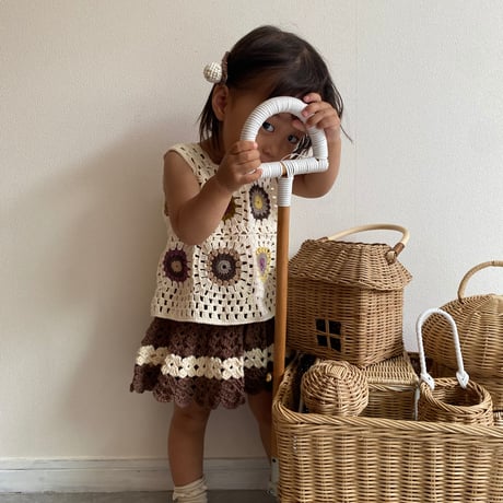 予約【babytoly】Marla Crochet Patchwork Vest /design 1