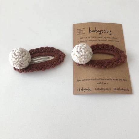 【babytoly 】 crochet mini clips circles/thyme × walnut
