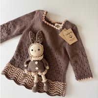 【babytoly】Artemis knit dress long sleeve / mink × ecru