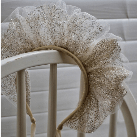 【kruhitkalove】Flowers hair hoop / Ivory/Golden Glitter