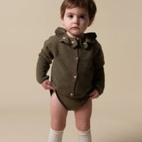 【birinit】Green knit embroidered cardigan baby