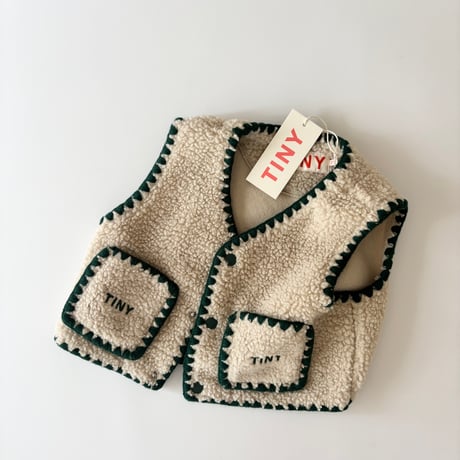 【TINYCOTTONS】SHERPA VEST *dark vanilla*