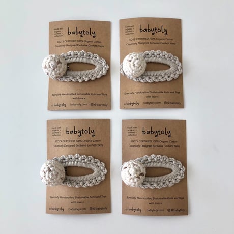 【babytoly 】 crochet mini clips circles/latte × silver