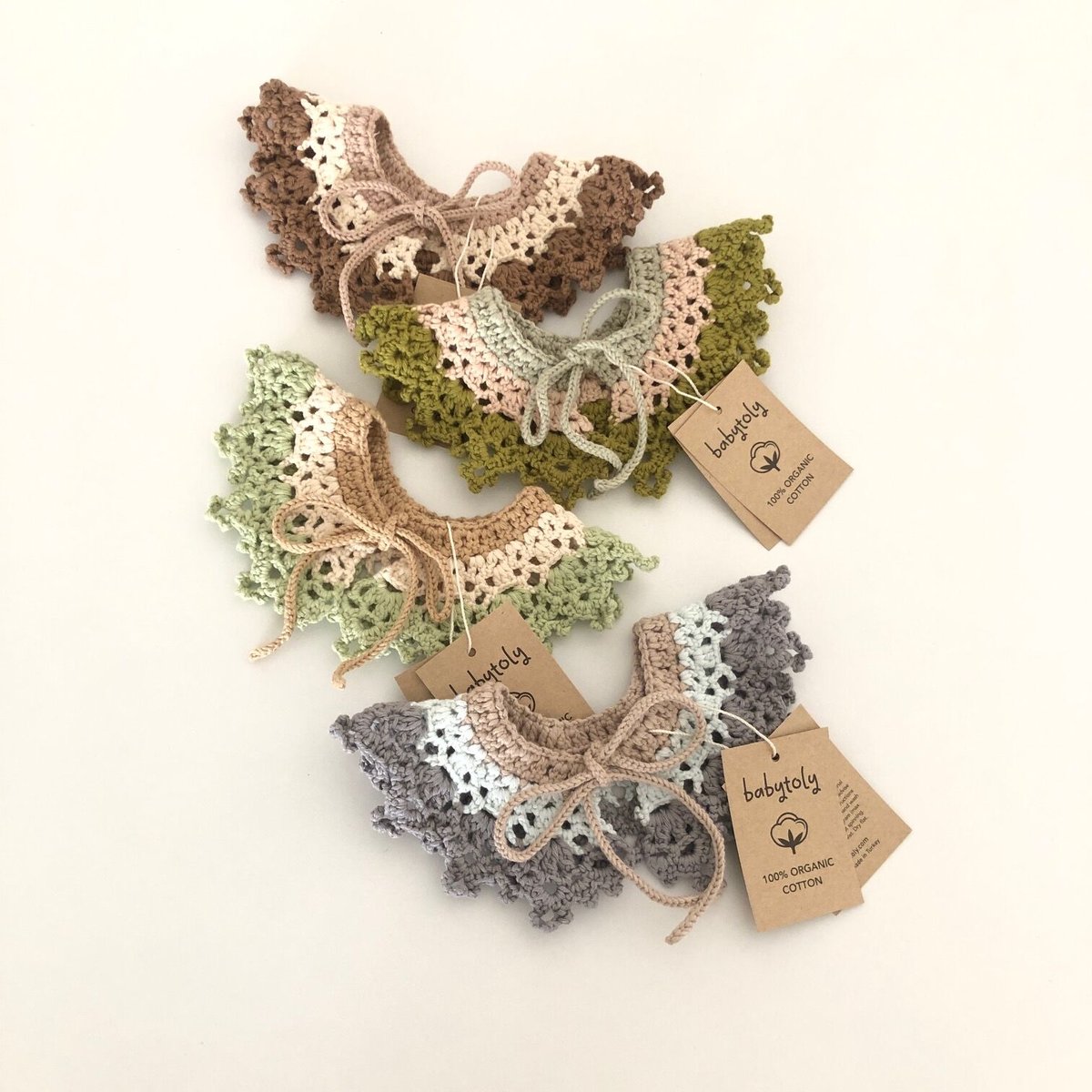 【新品、未使用】babytoly / Crochet Collars Crochet Collars ** canary, serenity, terracotta