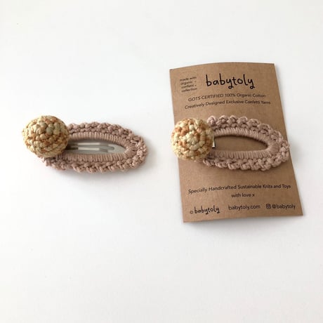 【babytoly 】 crochet mini clips circles/caramel × birch