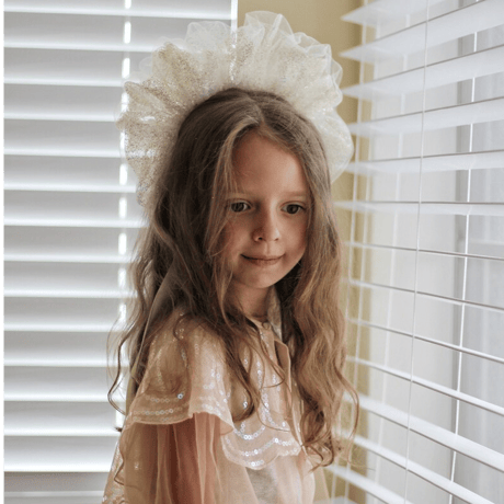 【kruhitkalove】Flowers hair hoop / Ivory/Golden Glitter