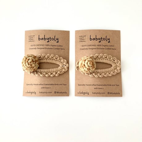 【babytoly 】 crochet mini clips circles/caramel × honey