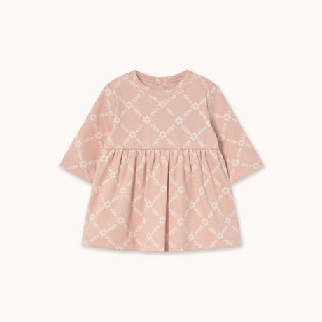 【TINYCOTTONS】FLOWER GRID RIB BABY DRESS *wild rose*