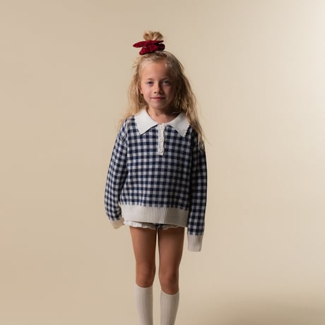 【birinit】Navy gingham Biri sweater