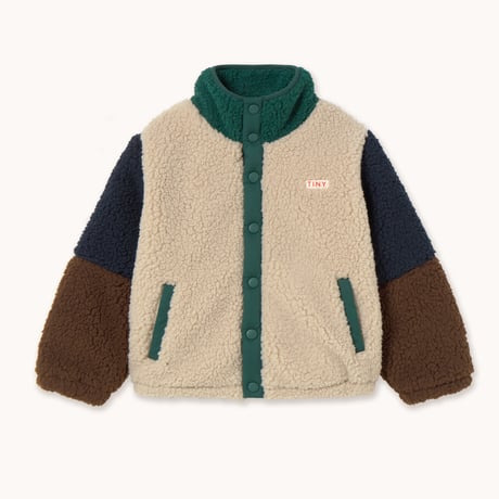 【TINYCOTTONS】COLOR BLOCK POLAR SHERPA JACKET *dark green*