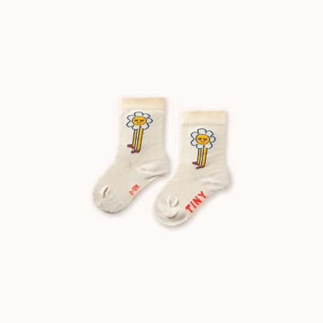 【TINYCOTTONS】DAISIES MEDIUM HEIGHT SOCKS *light cream*