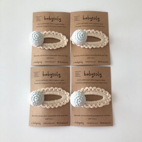 【babytoly 】 crochet mini clips circles/sky × natural