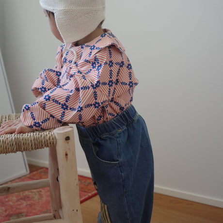【TINYCOTTONS】FLOWER GRID SHIRT *light cream*