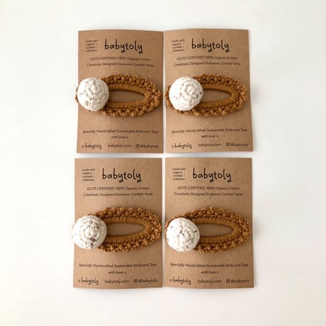 【babytoly 】 crochet mini clips circles/latte × biscuit