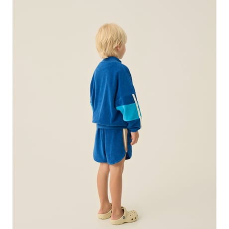 【the campamento】Blue Color Block Zipped Sweatshirt